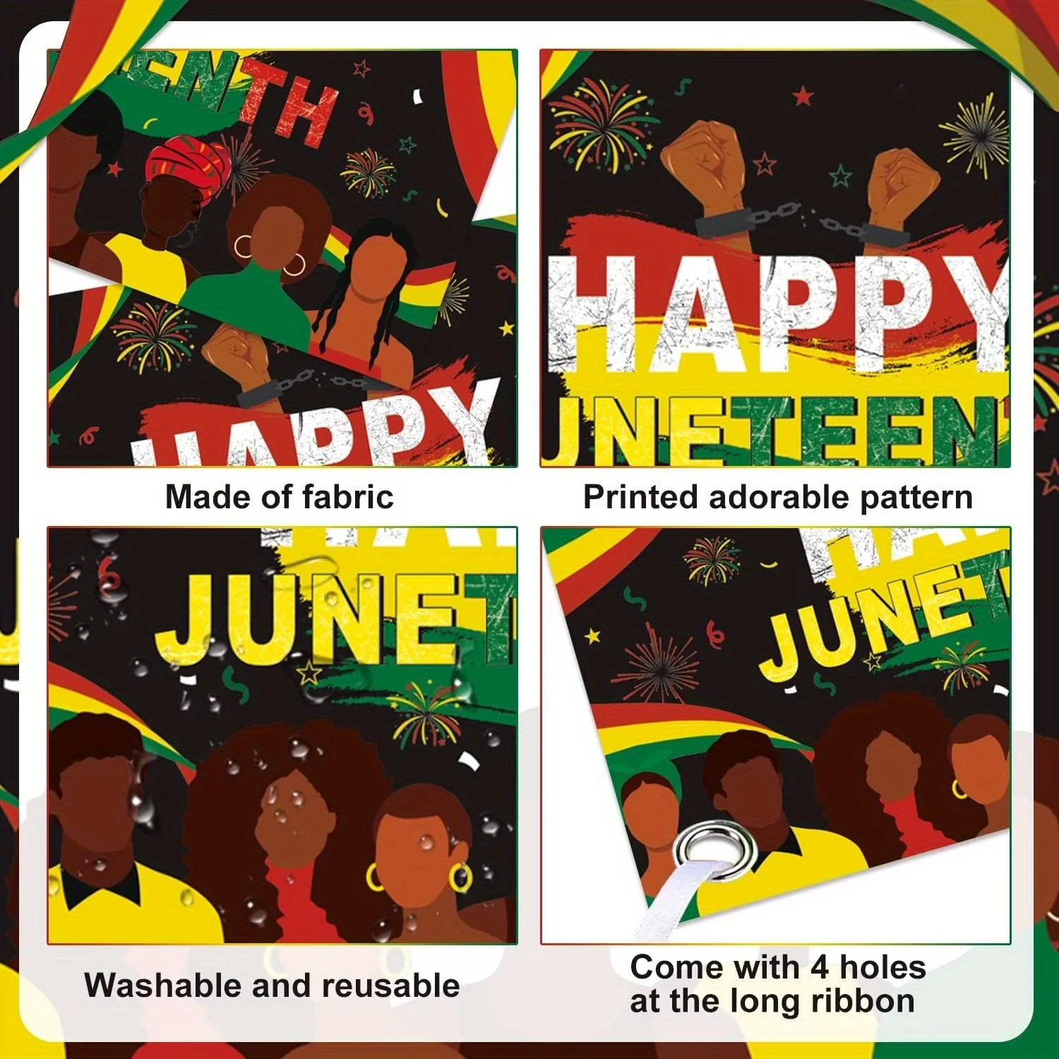 144pcs June Black Independence Day Themed Balloon Arch Set with Red, Black, Green, and Yellow Balloons for Commemoration Day