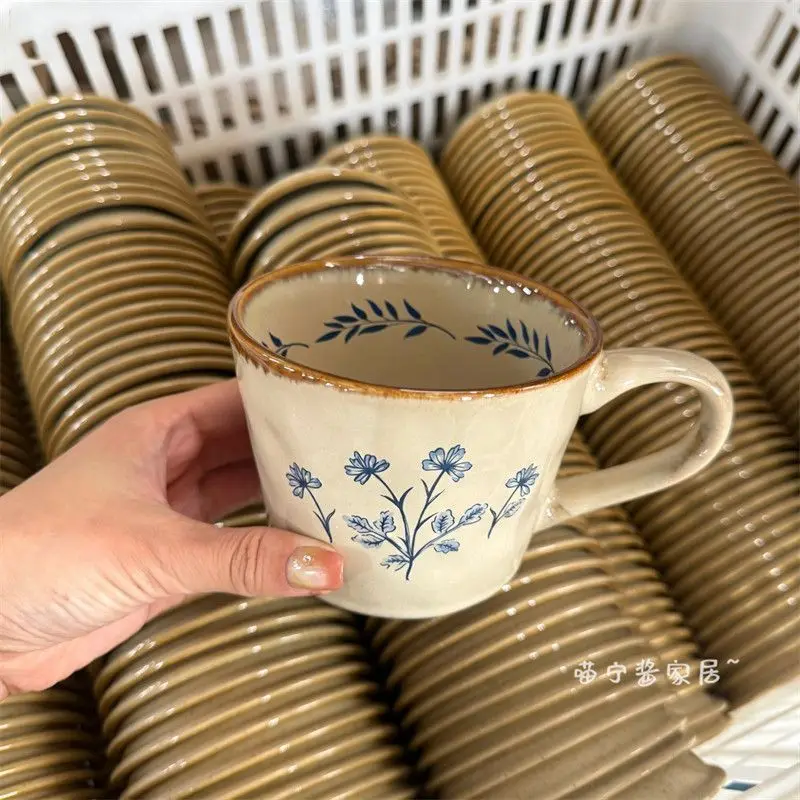 HYS retro hand-painted ceramic mug household hand cup coffee cup office high value water cup