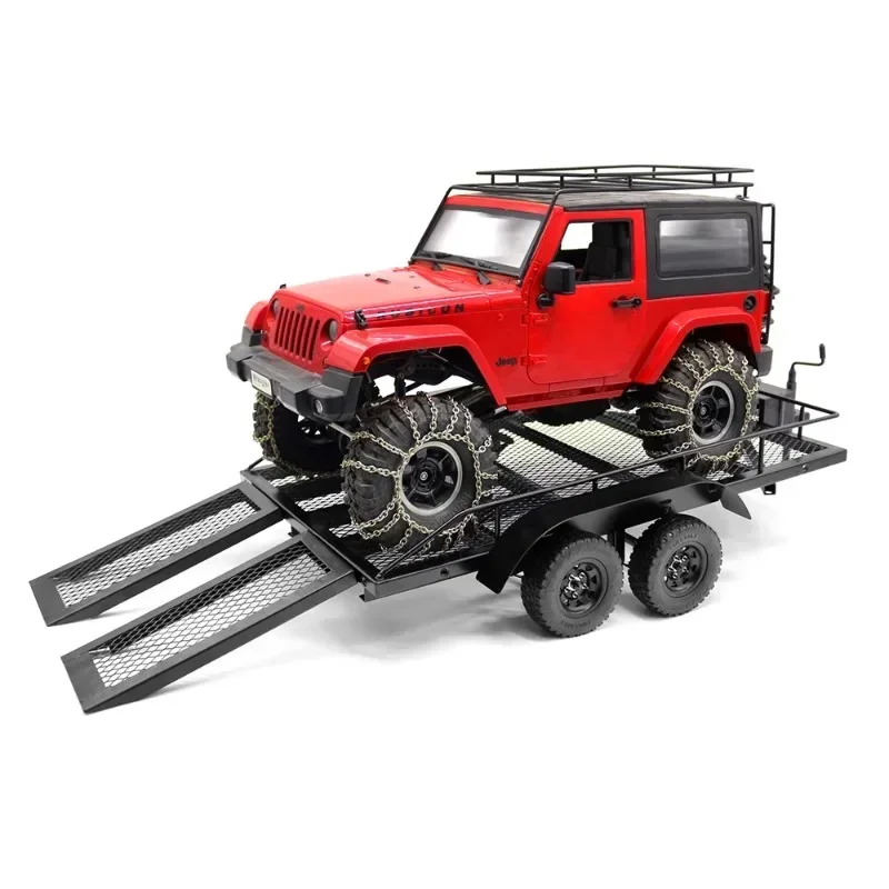 1pcs Simulation Biaxial Metal Trailer Suit for 1/10 RC Crawler Car Traxxas TRX4 SCX6/10 Accessories