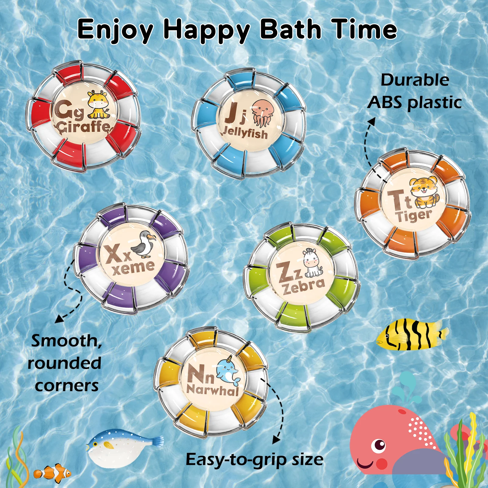 ألعاب حمام الأبجدية من عوامة النجاة على الوجهين، ألعاب العد لعبة تعلم الحروف الأبجدية للأطفال الصغار من الأولاد والبنات بعمر 18+ شهرًا لفرز الحروف #2