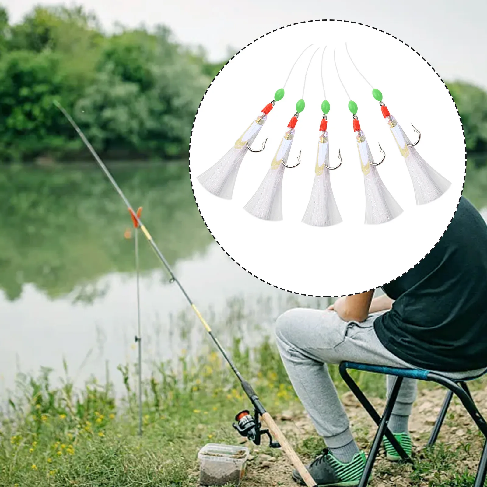 Brand New Bait Fishing Hooks White Foil 5Pcs Lure Rigs Coarse Fish Flash For Sabiki High-carbon Steel Lumi Beads