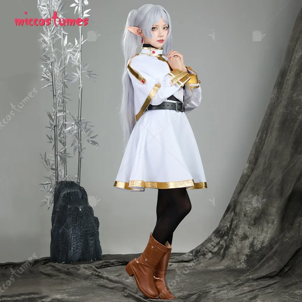 Miccostumes Women's Cosplay Costume Dress and Cloak with Belt and Elf Ears view 3
