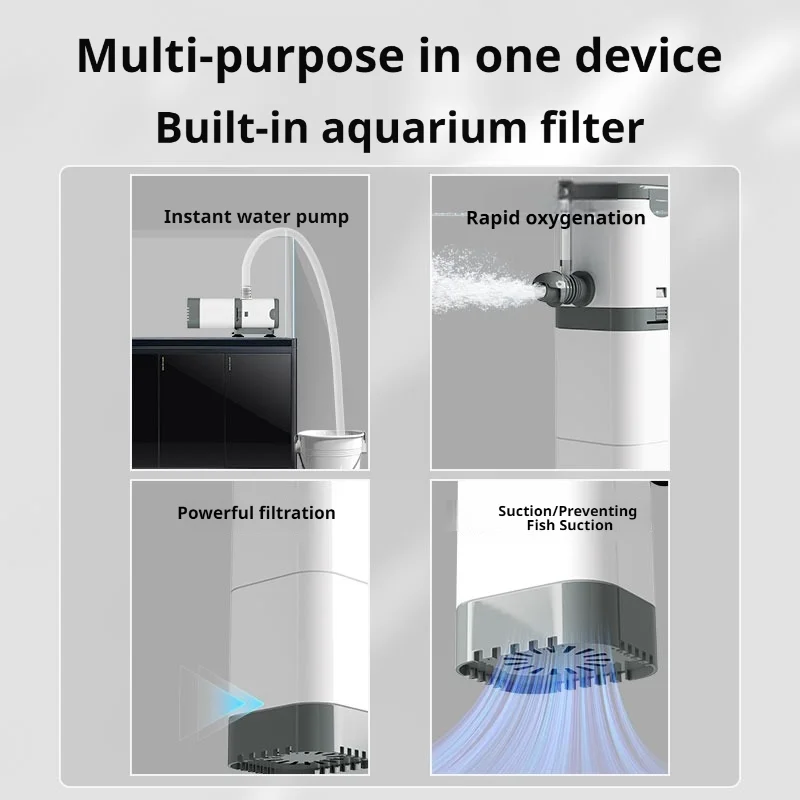 Aquarium Filter Pump, Fish Tank, Submersible, Quiet, Air Pump, Aerator, Built-in Water Pump, Wave Maker, 220V–240V - view 4