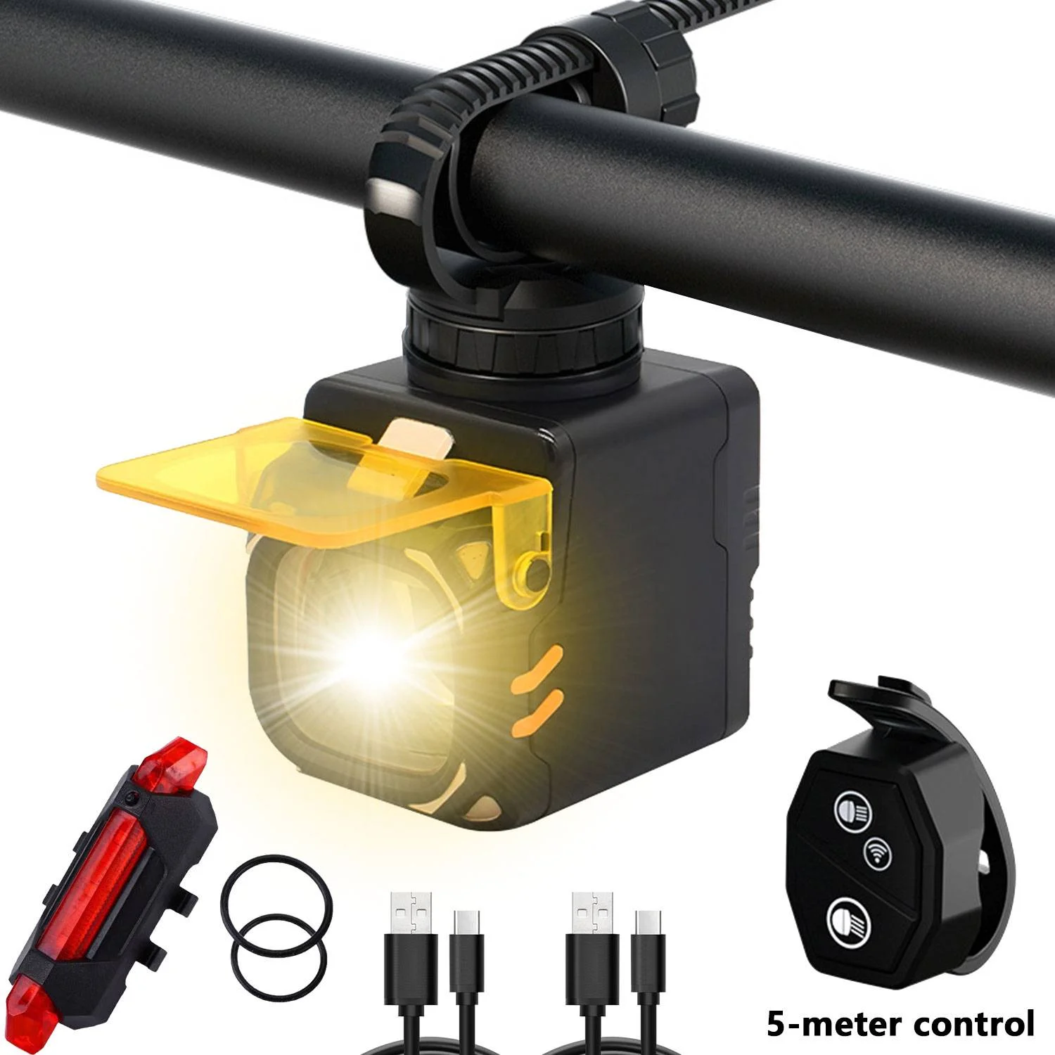 

USB Rechargeable Bike Light Set With Wireless Remote Control MTB Road Bike Head Lamp Easy To Install Cycling Accessories