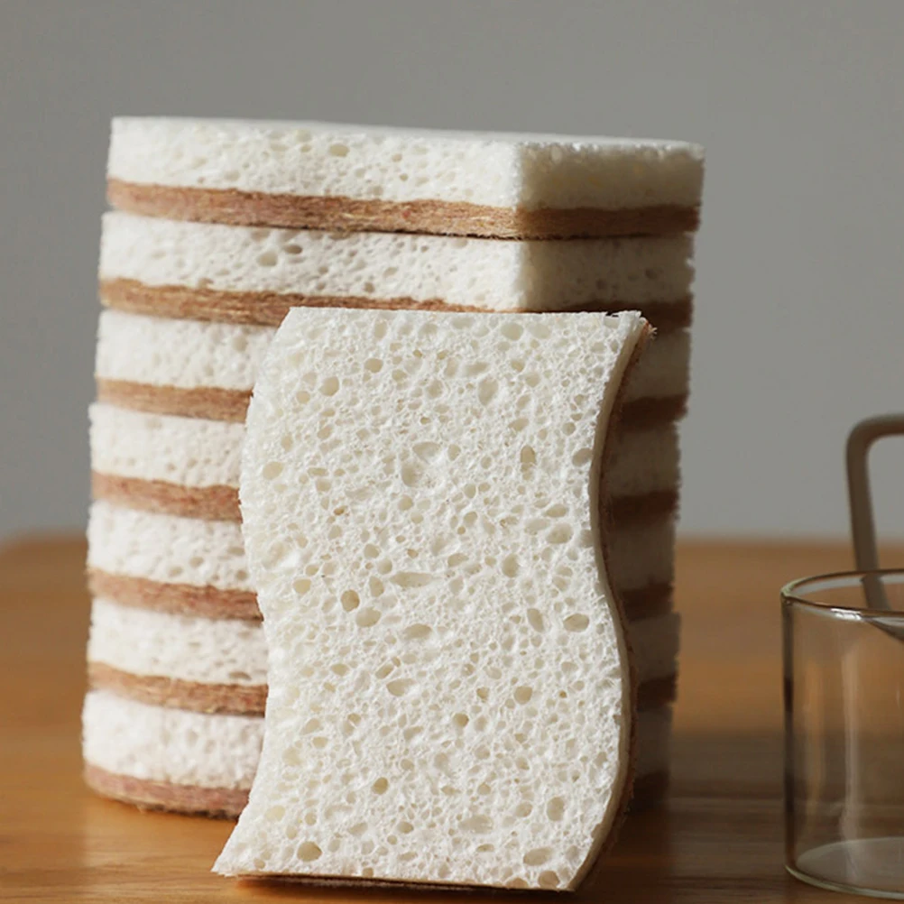 

Dishwashing Sponge Reusable Wood Fiber Scrub Brush Kitchen Cleaning Supplies Multi function Pots Wok Sponges Grease Dirt Removal