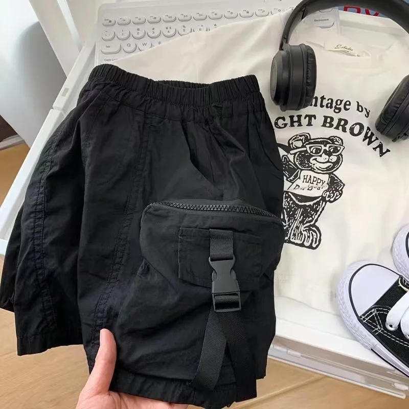 Summer Boys Short Pants Leisure Boys Shorts With Pocket Decoration Calf-Length Trousers For Kids 2024 New