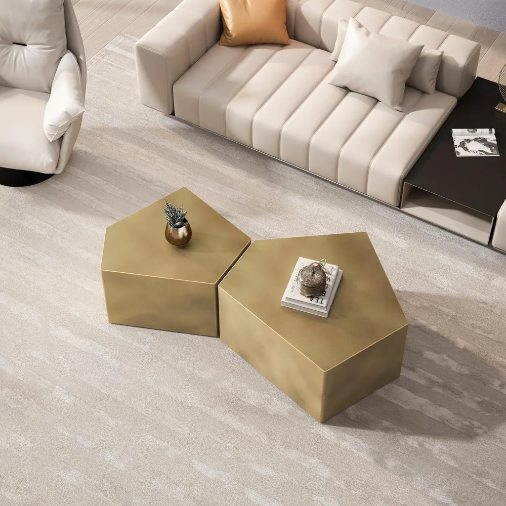 Modern 2-Piece Pentagon Nesting Coffee and End Table Set