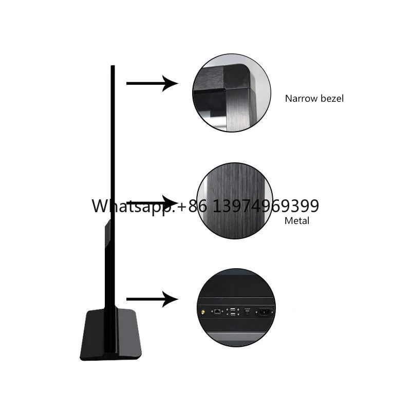 55 Inch Ultra Thin Touch Screen Advertising Floor Standing Digital Signage Totem Display Kiosk High Performance Boost Ads