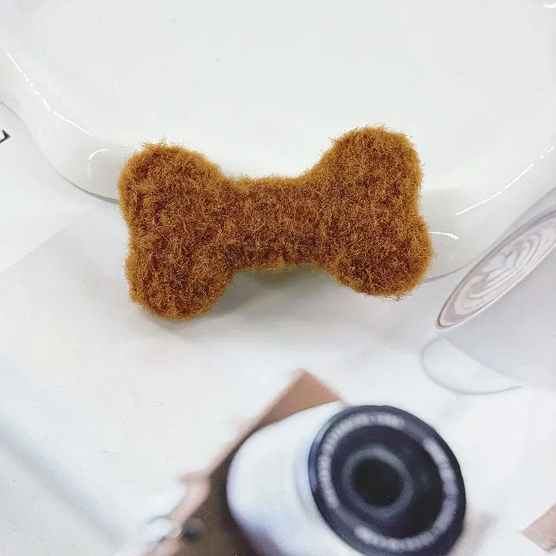 40 Stück, 7 cm, niedliche, beidseitig mit Plüsch gefütterte Hundeknochen-Applikationen zum Aufnähen, ideal für DIY-Broschen, Haarspangen, Accessoires, Puppenkleidung und als dekorative Aufnäher. – Detail 7
