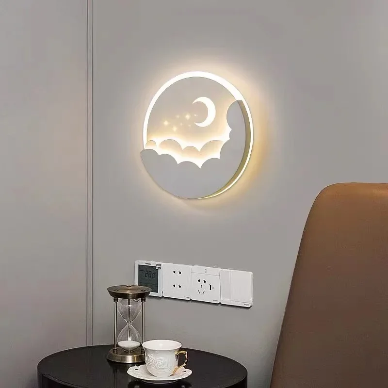 Imagem -02 - Led Cloud And Stars Moon Lamp For Bedroom Quarto de Criança Kids Creative tv Background Wall Light Indoor Stairway Corredor