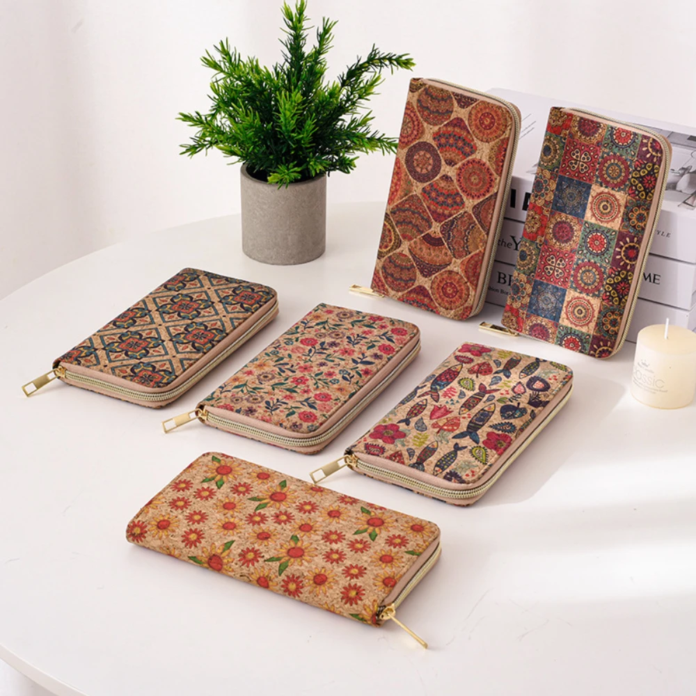 Portafoglio donna a sezione lunga con venature del legno dal design stampato. Ripristina i modi antichi. Pacchetto di carte di individualità. Portamonete di grande capacità