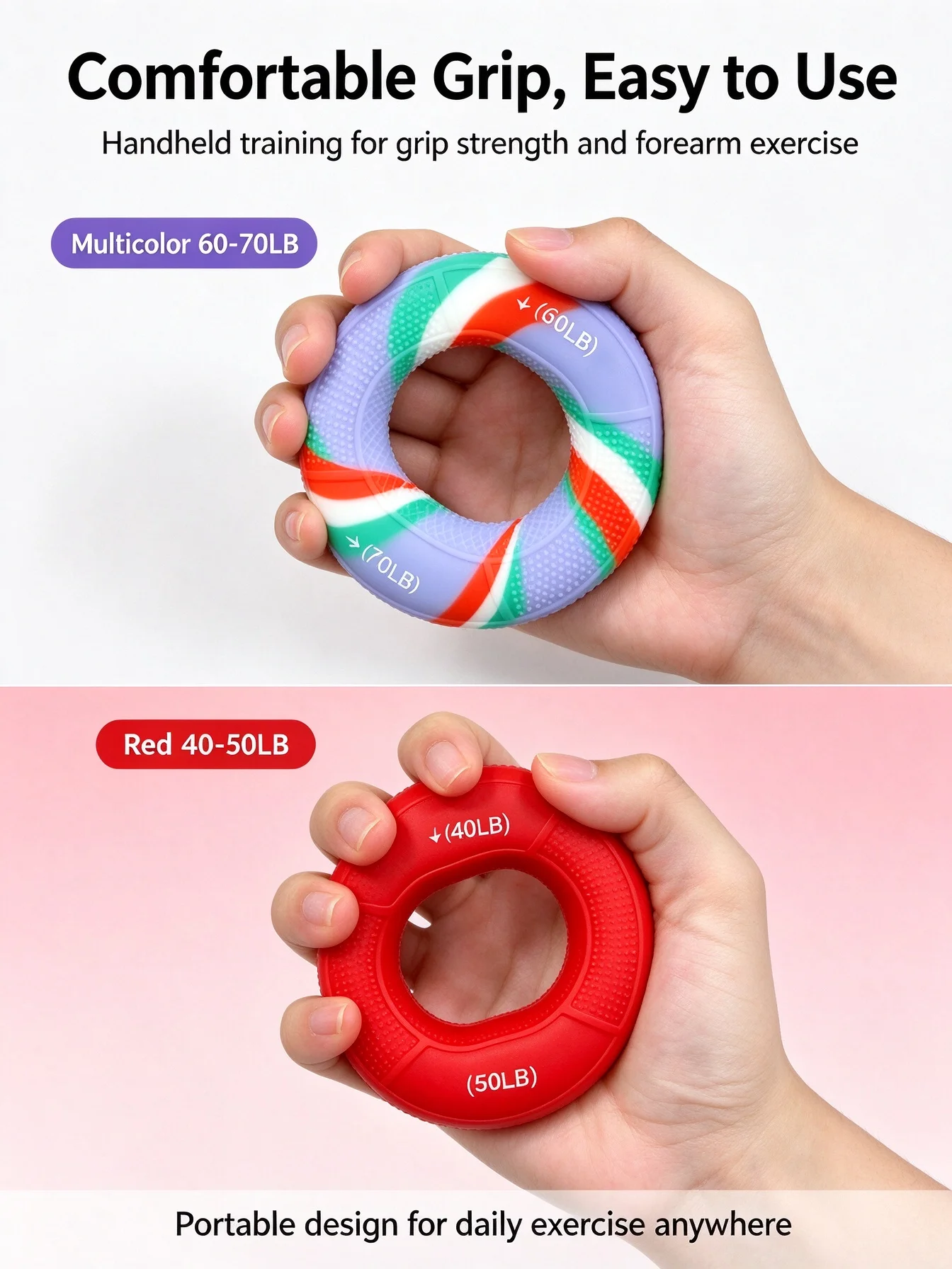 Silicone Finger Grip Circle Adult Wrist Grip Hand Strength Rehabilitation Training Double Force Grip