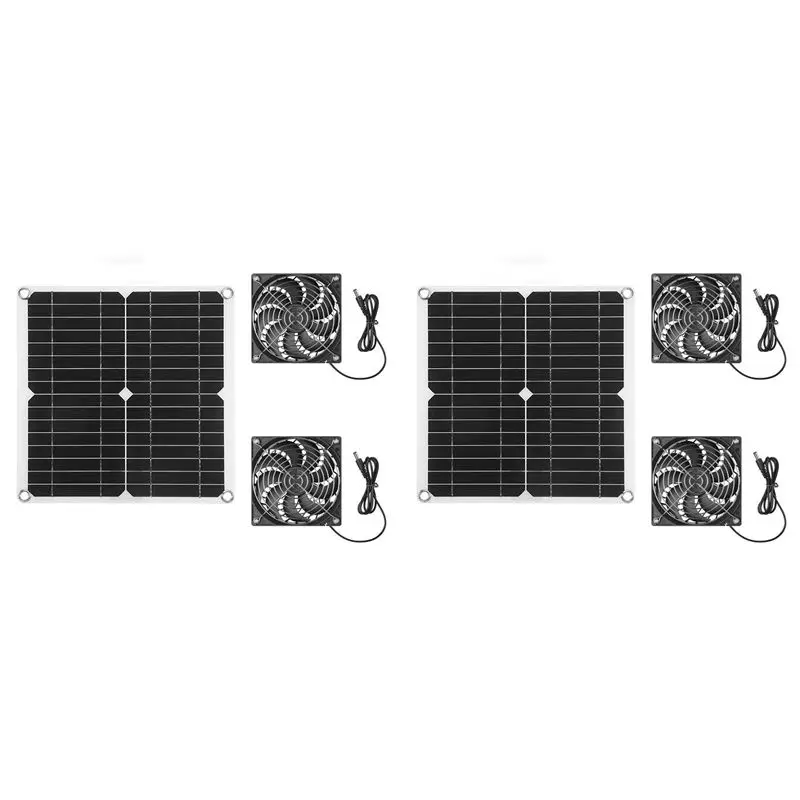 TAIGH-2X Solar Panel Powered Fan 11 Inch Ventilator Solar Exhaust Fan For Pet Poultry House Greenhouse RV Roof With 2 Fan