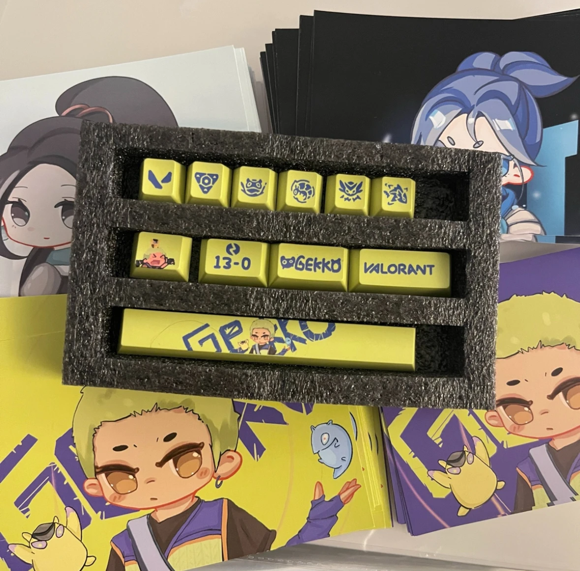 

VALORANT GEKKO keycaps made of PBT material with five sided heat sublimation