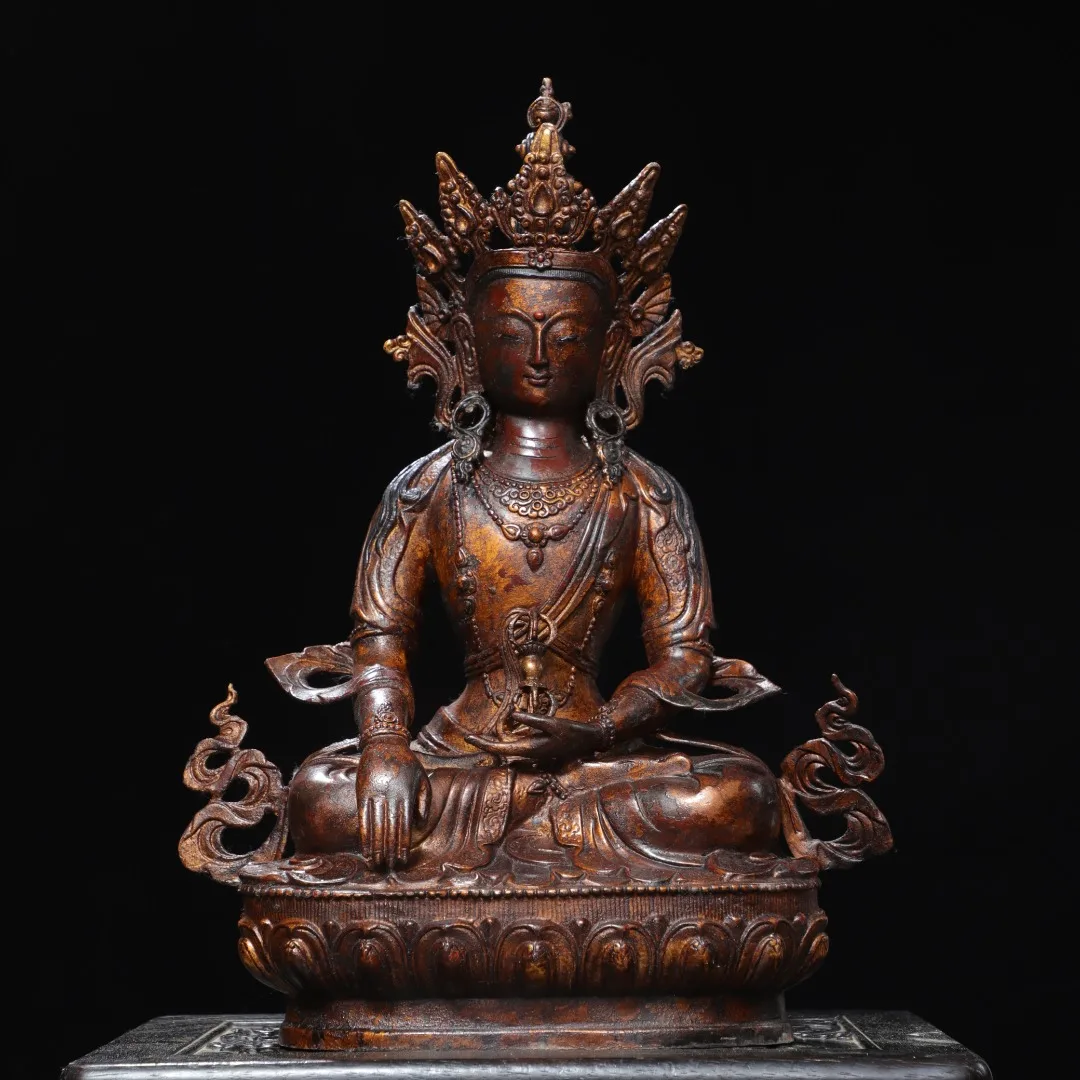 Tibetan brass, gold, antique painting, face drawing, Vajrasattva statue, home hall, offering incense cases, ornaments 47cm