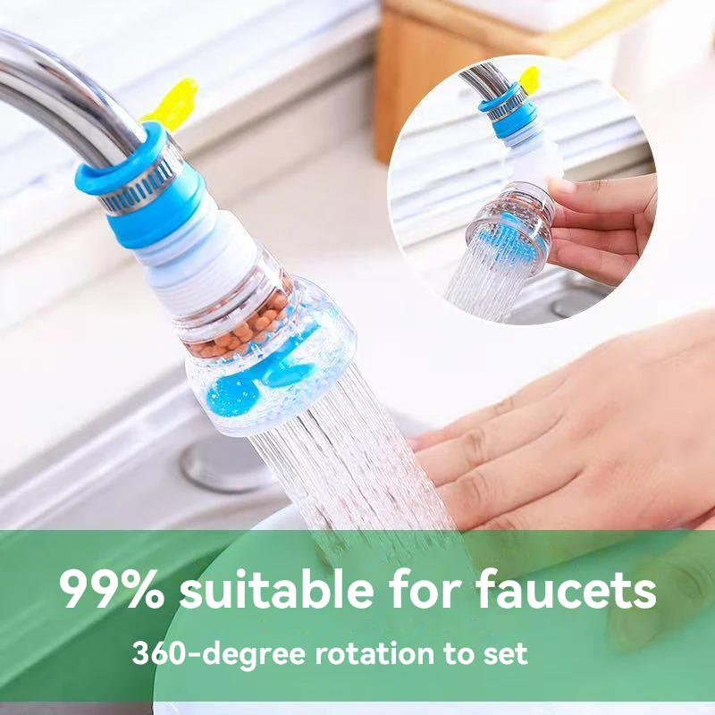 Grifo de Agua Extensible y Giratorio con Filtro Antisalpicaduras, Boquilla de Ahorro de Agua para Cocina, Extensión de Grifo con Pulverizador y Filtración para Agua Limpia