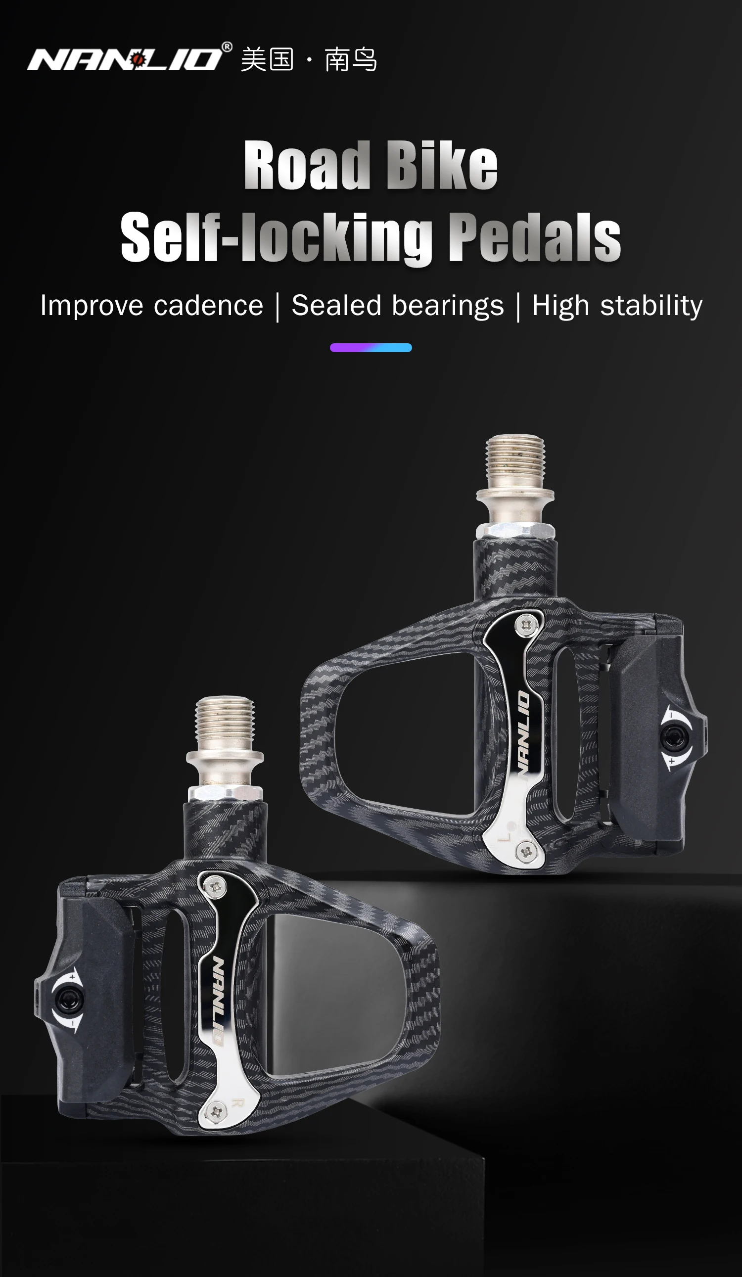 Nanlio SPD-SL Rennrad-Pedale, Klickpedale mit 6 ° Stollen, Leichtes Hybrid-Nylon/Legierung, abgedichtetes Lager (Bestseller) – Detail 1