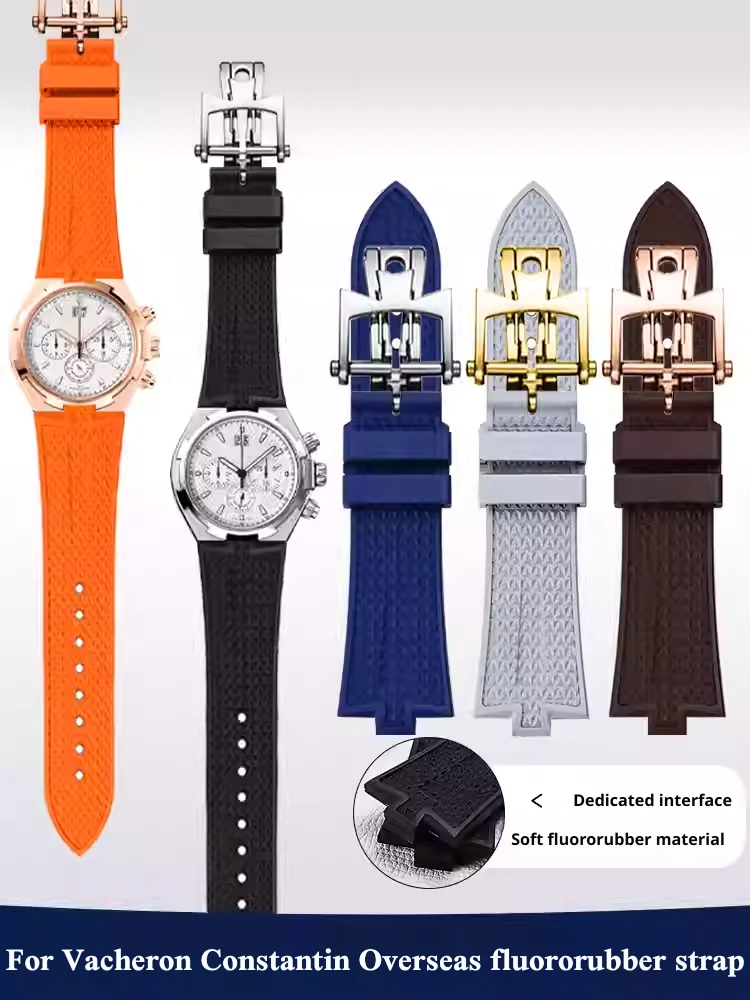 Bracelet de montre en fluororubber pour Vacheron Constantin Overseas 47040 47450 49150, bracelet FKM, accessoires de montre, ceinture de poignet
