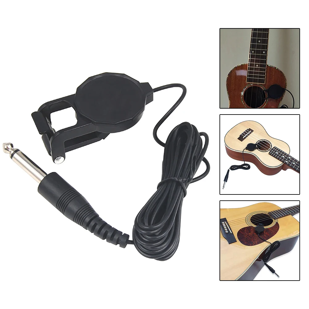 1 Piece Acoustic Guitar Pickup ABS Black Audio Clip On Pickup For Acoustic Guitar Violin Ukulele Sound Pickup Transducer