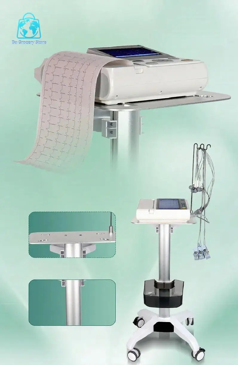 ECG Machine Cart MB106 Four Wheel Quick Release Aluminum Alloy Trolley for Medical Use