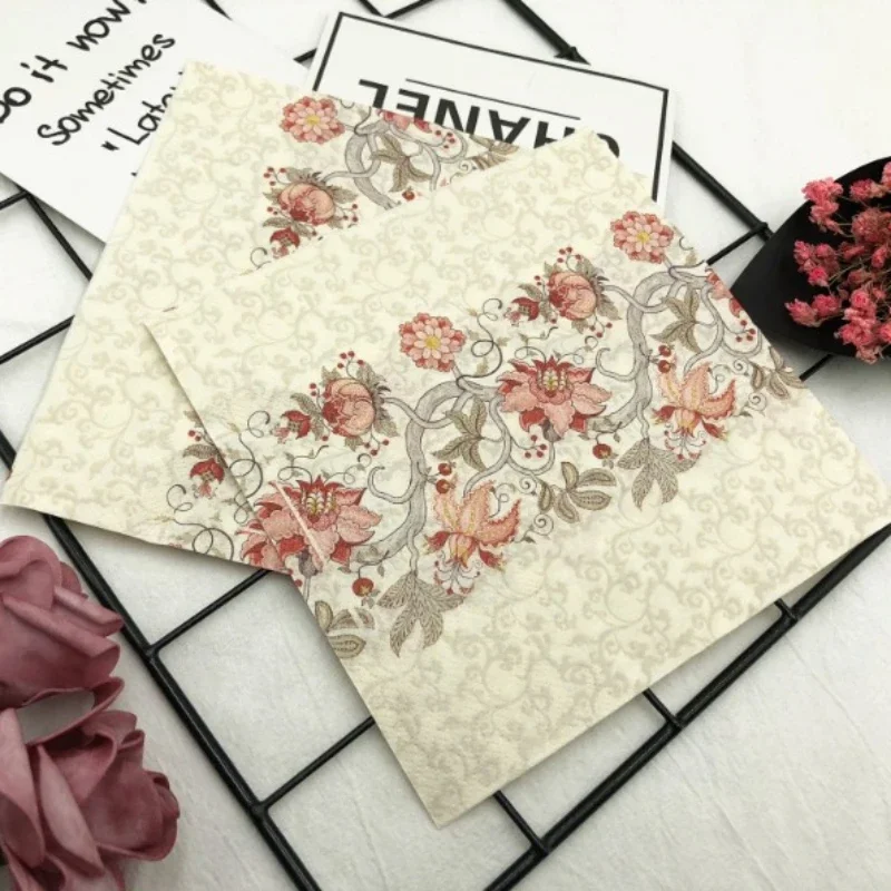 High-end New Colorful Printed Napkins Restaurant Cafe Square Virgin Paper Towels Folding Facial Tissue Mouth Cloth 20pcs/pac 33c