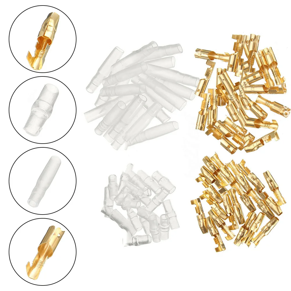 200 PCS Moto 3.9 mm male and 4.0 mm female transparent non insulated terminals with insulation sheath