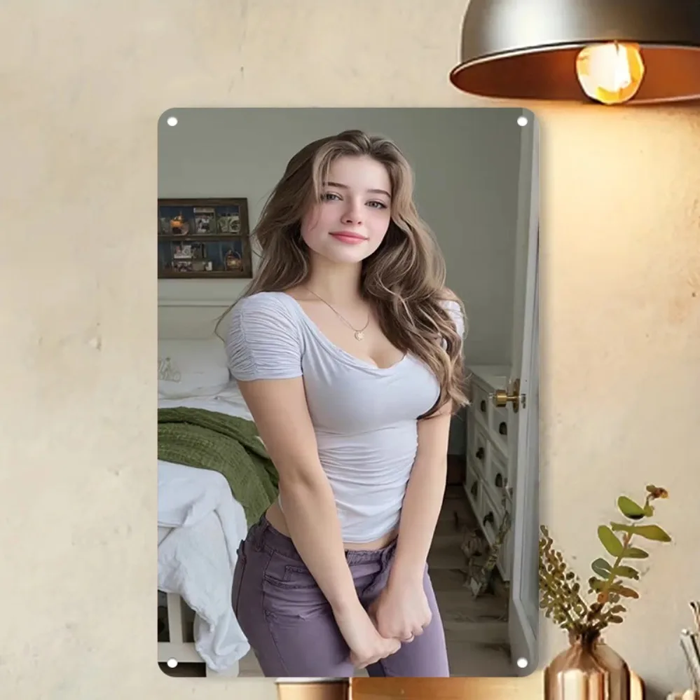 2D Flat Wall Art for Girls - 1PC Modern Young Women Painting Decor for Living Room Bedroom