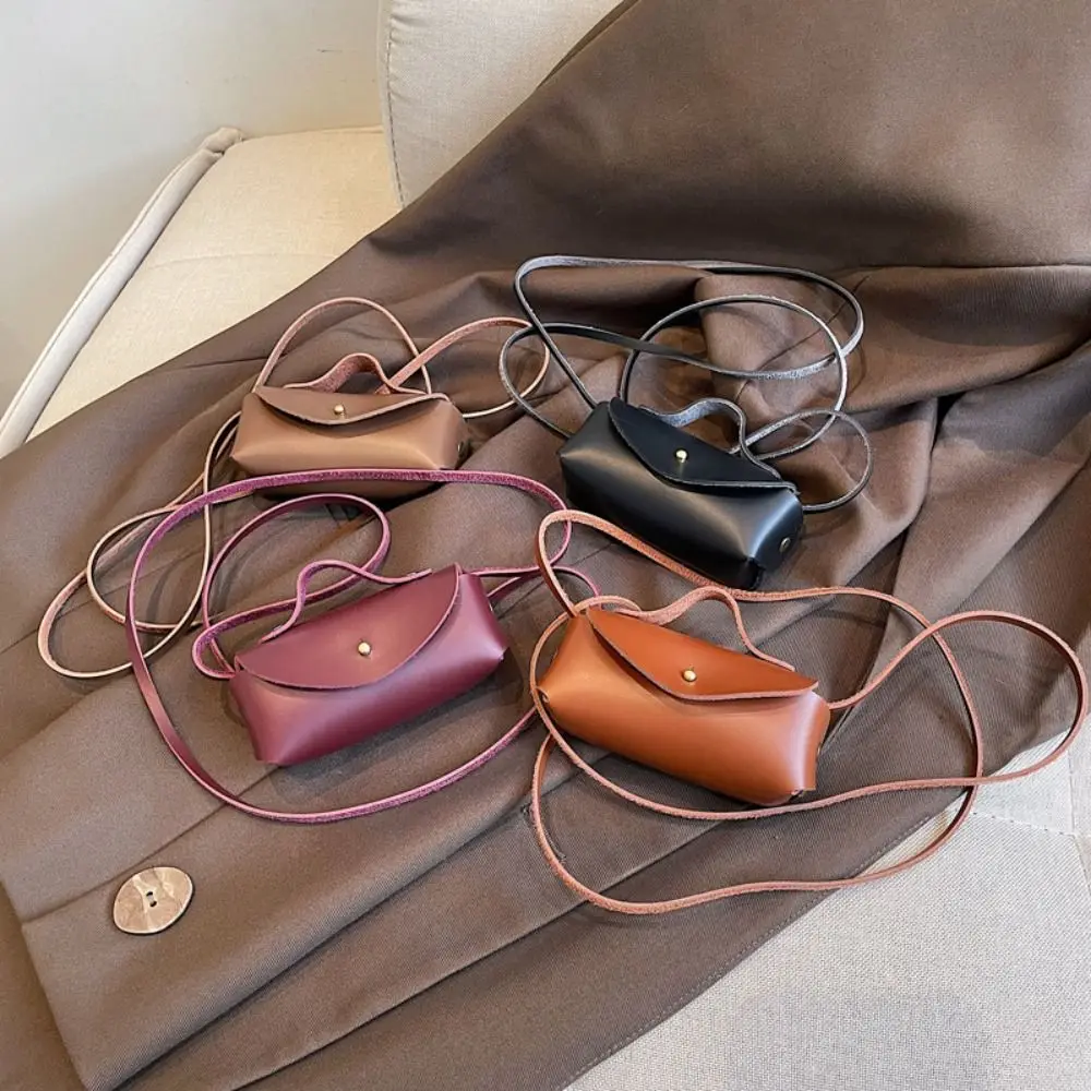 

Fashion PU Leather Mini Crossbody Bag Solid Color Horizontal Kids Shoulder Bag Small Lipstick Bag