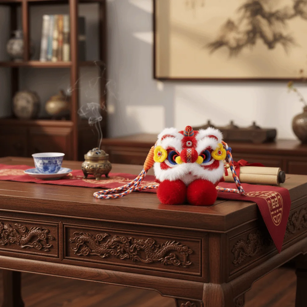 محبوك السنة الجديدة حقيبة كتف النمط الصيني مهرجان الربيع الأطفال الأسد حقيبة تخزين محفظة نسائية للعملات المعدنية أفخم حقيبة ساعي فتاة/صبي