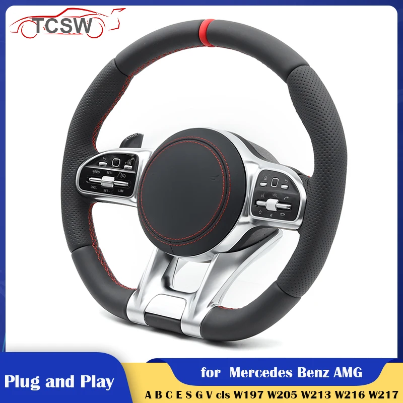 

Car Steering Wheel with Red Stiching for Mercedes Benz AMG E43 S63 S65 C200 W167 W177 W190 W204 W205 C205 W212 W213 W217 W222