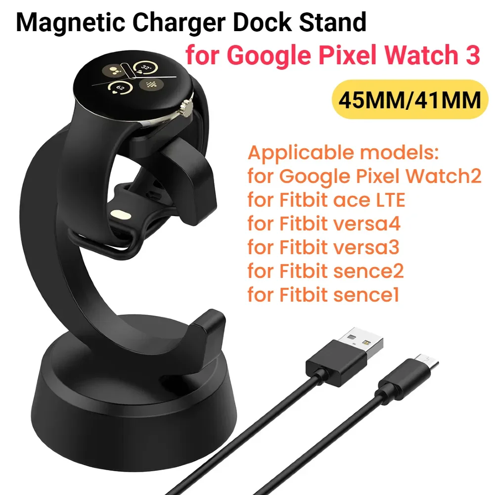 

Base Charger Dock with Type-C Cable for Google Pixel Watch 3 / Watch 2 / Fitbit ACE LTE Charging Stand for Fitbit Sense/ Sense 2