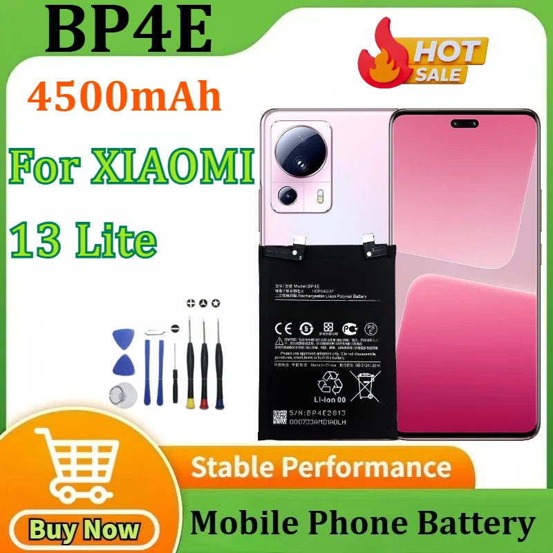

Новый аккумулятор BP4E, 2025 лет, 4500 мАч для мобильных телефонов XIAOMI 13 Lite + инструменты