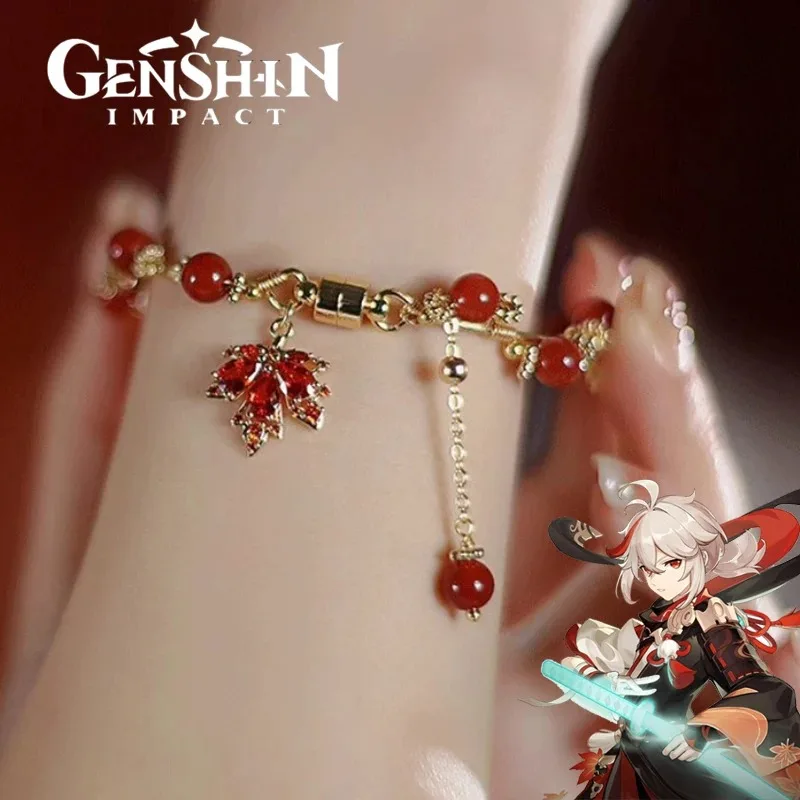 Game Genshin Impact Kaedehara Kazuha Bracelet Cosplay Unisex Maple leaf Pendant Bracelets Jewelry Accessories Xmas Gifts