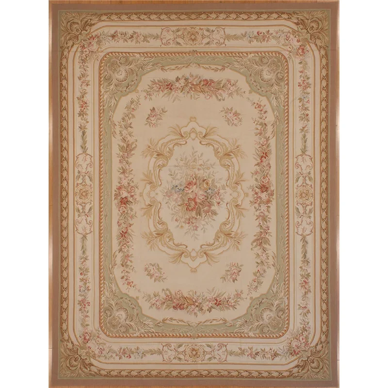 handmade wool carpet, European classical bedroom round carpet