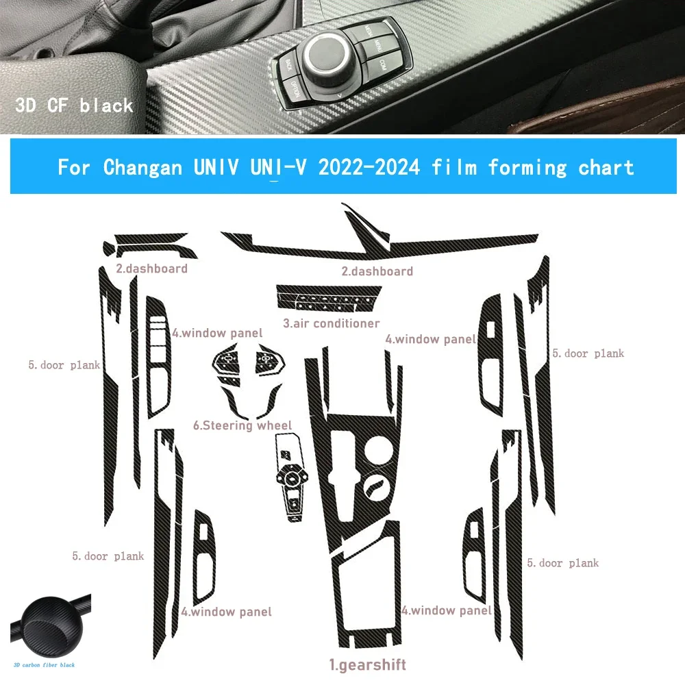 

Carbon Fiber for Changan UNIV 2022-2024 Car Film Interior Stickers Center Console Gear Dashboard Air Door Handle Lift Panel