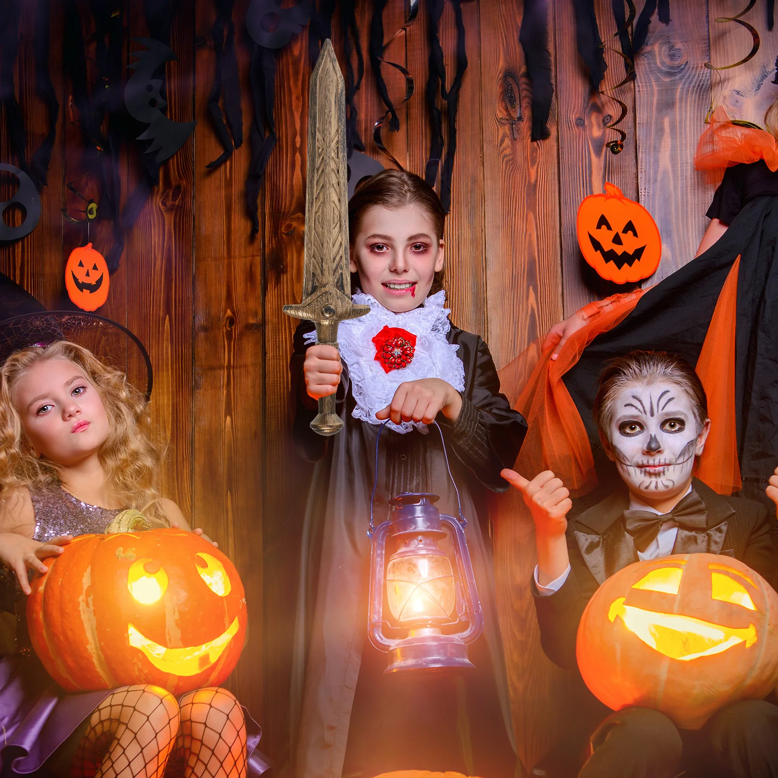 Simulated Roman Sword Prop Wide Pretend Play Costume Accessory for Halloween Party Cosplay Interactive Game Plaything