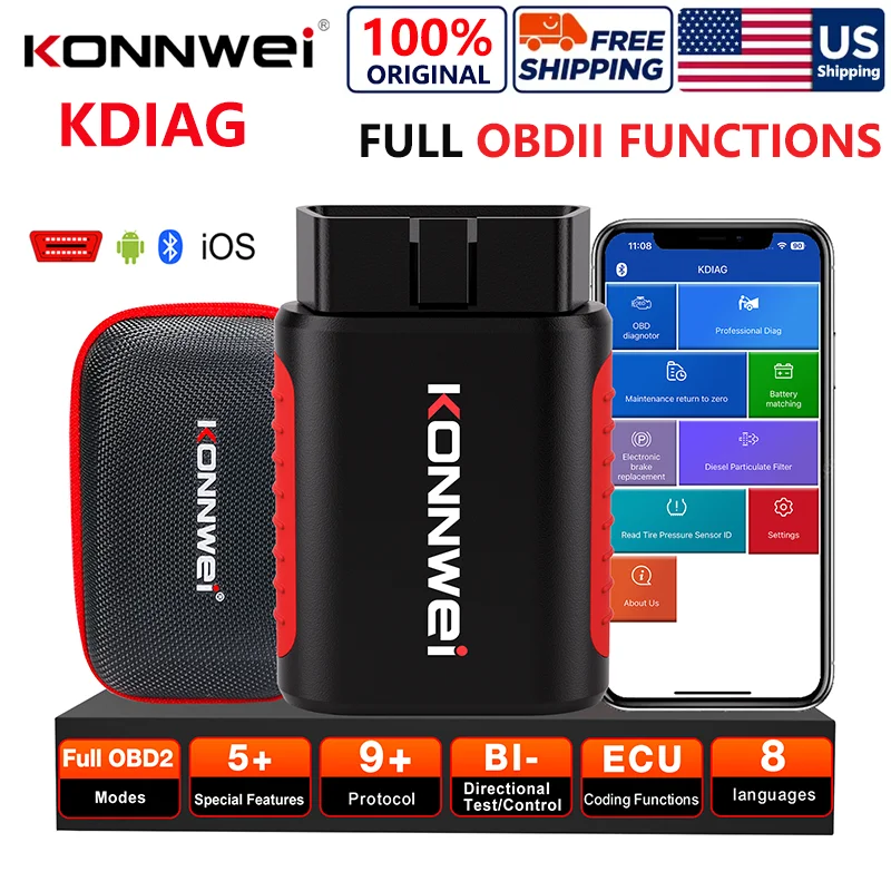 2026 KONNWEI KDIAG Full System Auto Scanner Reset SAS EPB Service ECU Programmer OBD OBD2 Car Diagnostic Tool pk Thinkdiag MINI