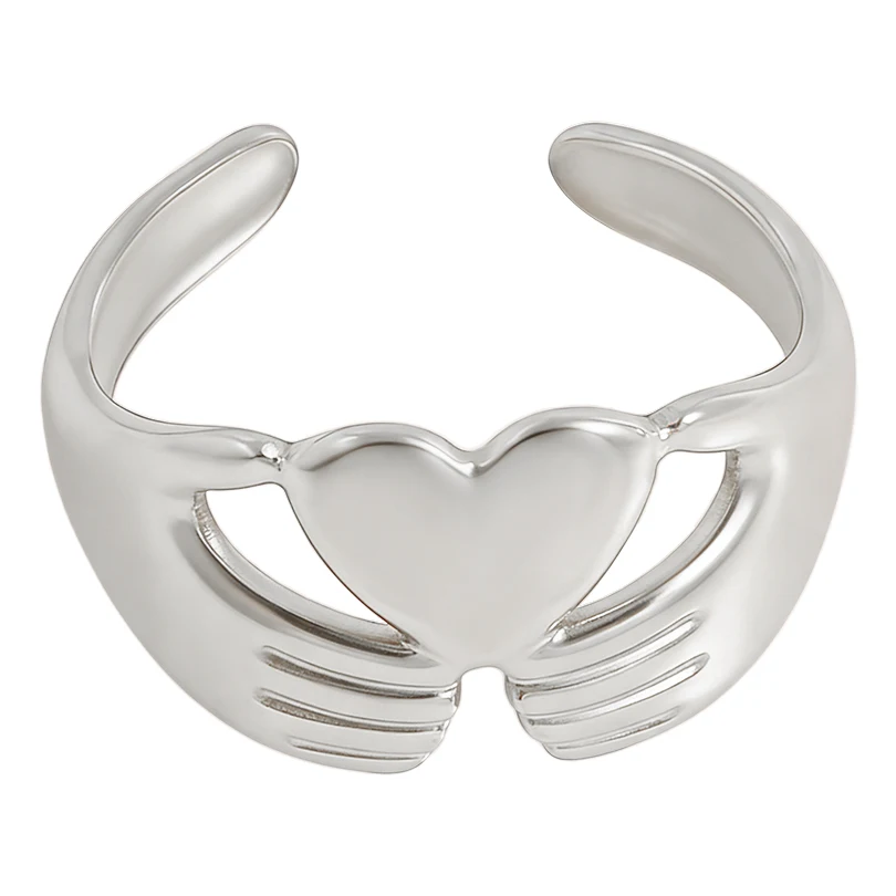 1pc Fashion Stainless Steel Swing Leaf Peace Love Abstract Knuckle Ring Jewelry Charms Rings Women Girls Party Gifts No Fade