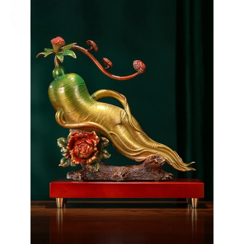 

Brass Ruyi Ginseng Ornament Home Living Room Entrance Office