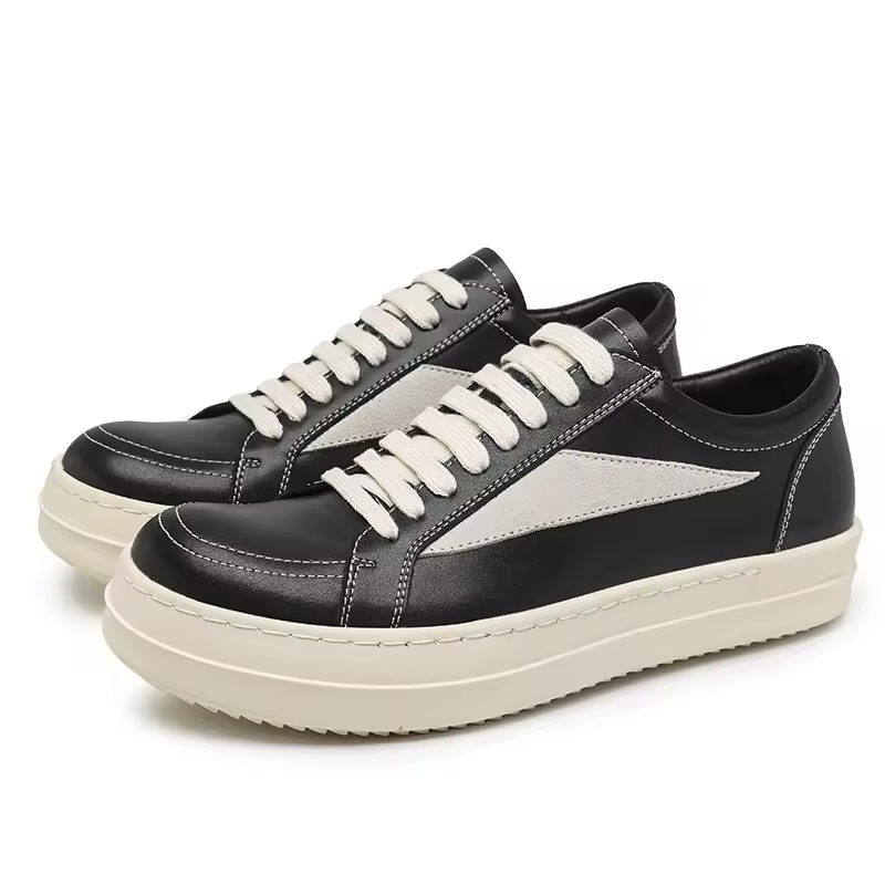 Rick Shoes Low Cut Genuine Leather Thick Sole Black and White Retro Dark Board Shoes Women's Boots Trend 2023 Shoes for Women - AliExpress 