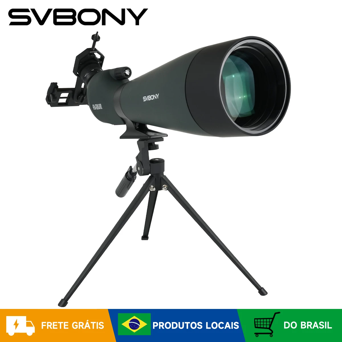 SVBONY SV28A Spotting Scope 25-75x100 - Observação e Tiro