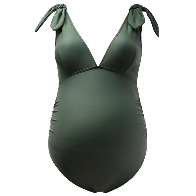 One Piece V-Neck Hollow Out Monokini para mulheres, maiôs maternidade, moda praia, maiô, gravidez, verão