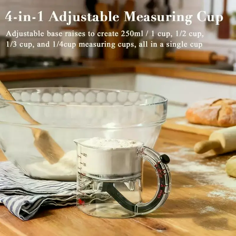 

Adjustable Measuring Cup Multi-Functional Measuring Cup With Scraper-Style Seal Base Measurings Cube Cups For Cooking Kitchen