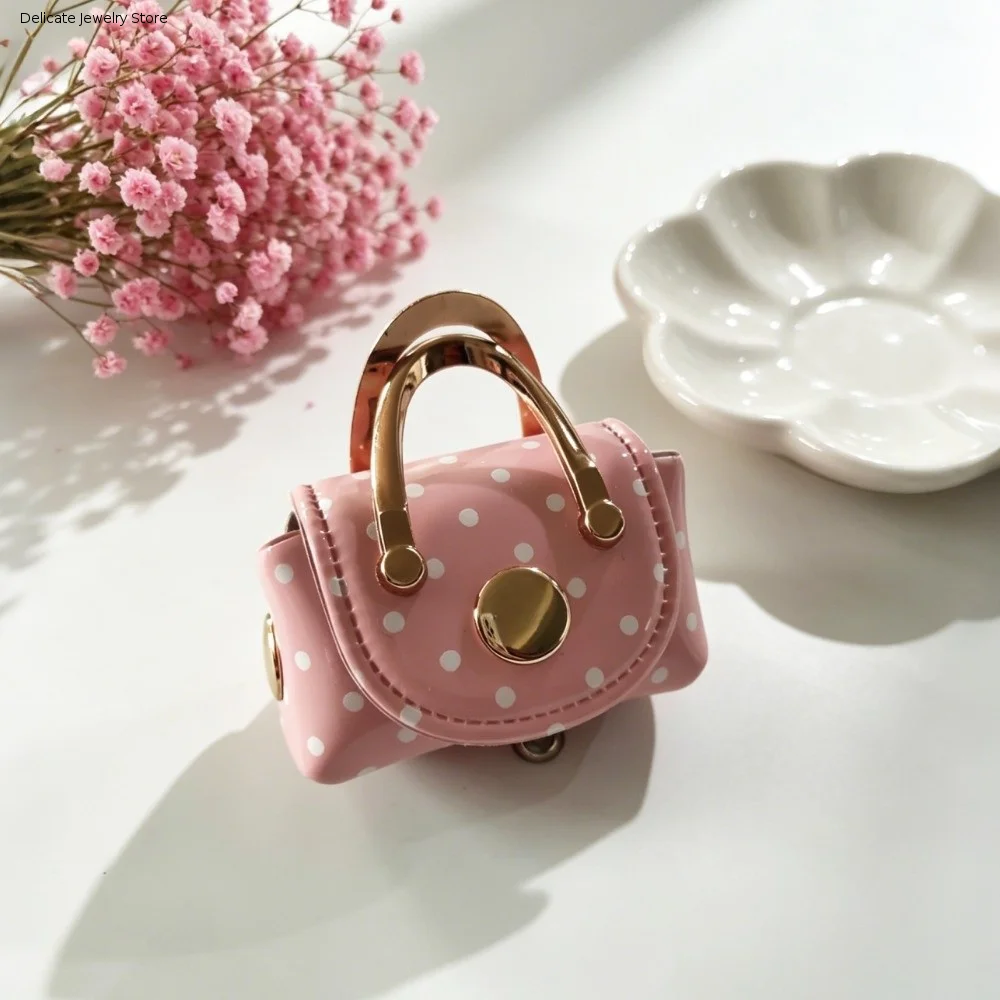 Cute Vintage Style Polka Dot Coin Purse Portable Macaron Color Mini Wallet Lightweigh Versatile Bag Pendant Charm Office