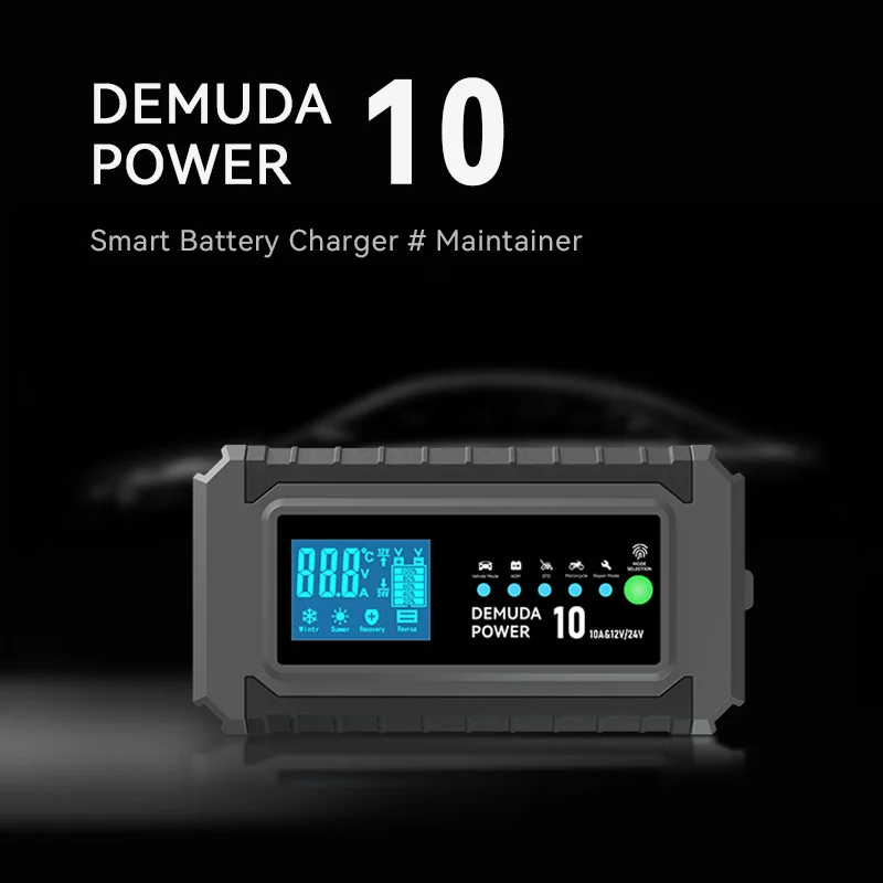 12V 10A Automotive Battery Charger 24V 5A Car Battery Charger Fast   Charging For AGM GEL WET Lead Acid LCD Display Motorcycle