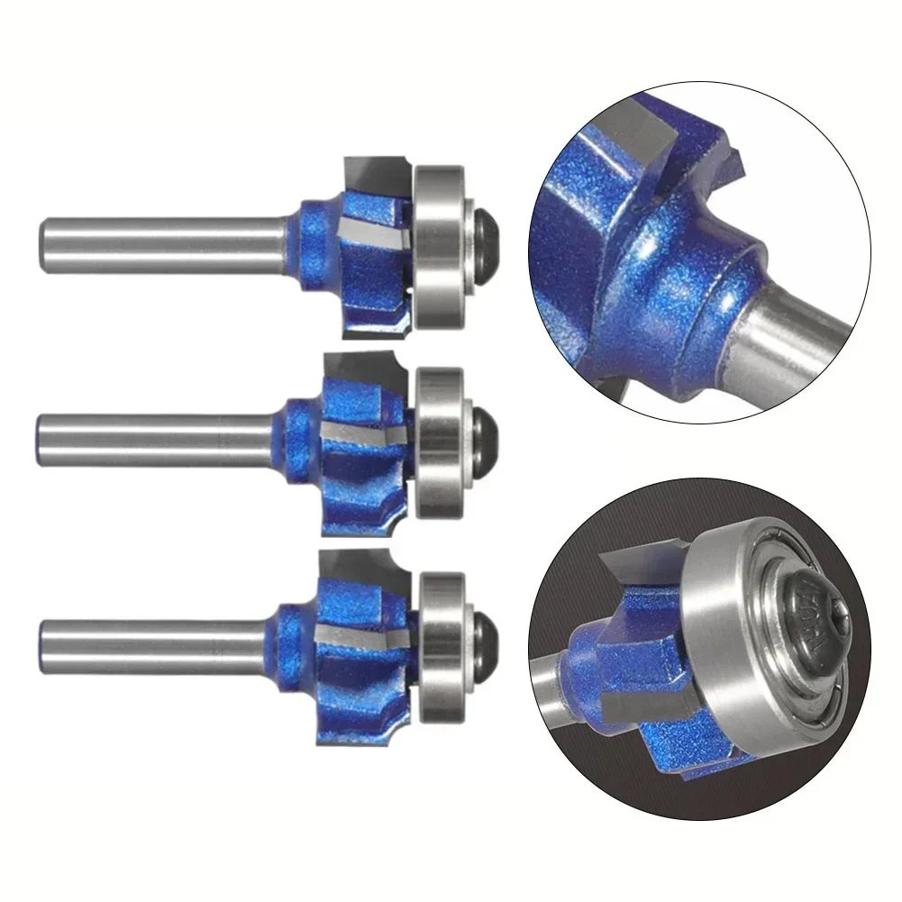

6mm Shank 4 Slot Router Drill Bit Set Woodworking Milling Cutter R1 R2 R3 Trimming Woodworking Milling Cutter Accessories
