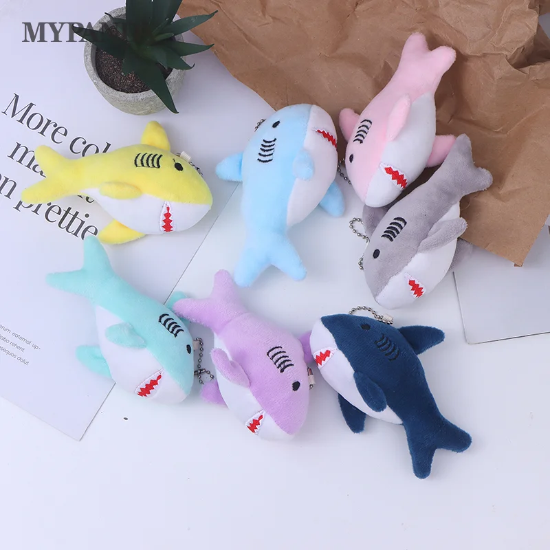 Cute Cartoon Stuffed Plush Shark Pendant Key Chain Ring Doll Toys for Kids Adults Gifts Multi-colors