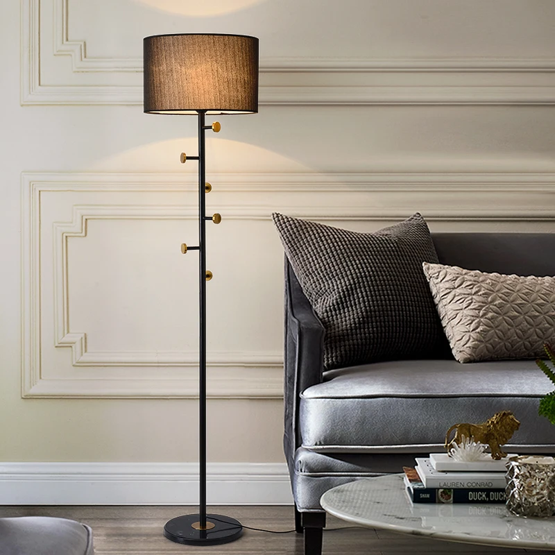 Modern Simple Gold Black Living Room Bedroom Store Floor Lamp With Hanger E27 LED Marble Base Floor Lamp