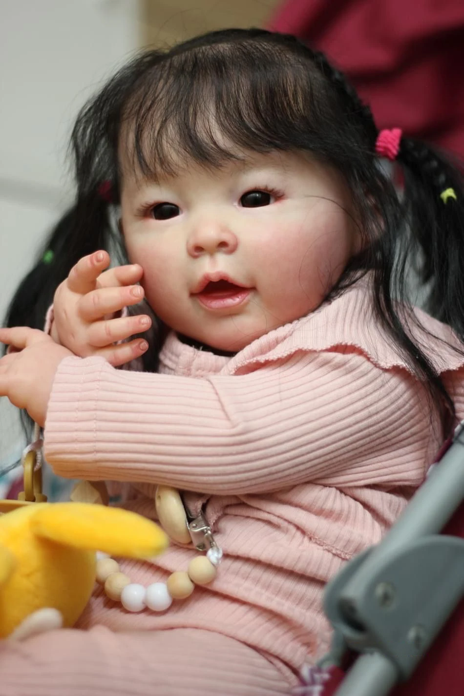 NPK 60CM enorme Baby Size Reborn Doll Meilien Girl con capelli castani 3D Skin pittura a strati multipli con vene visibili