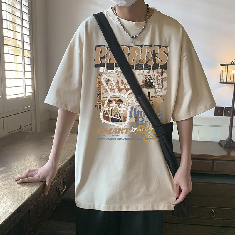 

Summer Fashion Junior Teenage Half Sleeve Top Loose Men Cotton Short Sleeve T-shirt Breathable Casual Shirts For School Student